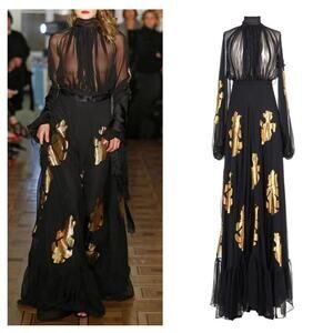 Elegant Black and Gold Long Sleeve Dress